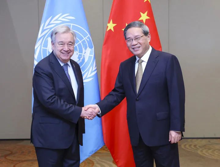 李强会见联合国秘书长古特雷斯